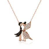 925 Ayar Gümüş Aşık Kelebekler Kadın Gümüş Kolye - 1