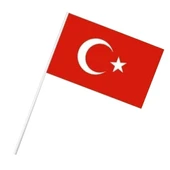 Plastik Sopalı Bayrak Büyük 22x32cm Karton 40Lı Türk Bayrağı - 1