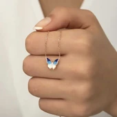 925 Ayar Gümüş Minimal Kelebek Bayan Gümüş Kolye - 5