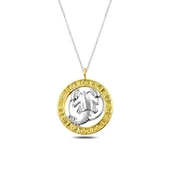 925 Ayar Gümüş Gold Yengeç Burcu Kadın Gümüş Kolye - 1