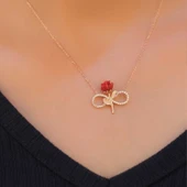 925 Ayar Gümüş Rose Sonsuz Gül Kadın Gümüş Kolye - 4