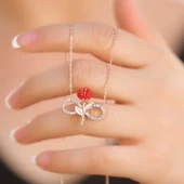 925 Ayar Gümüş Rose Sonsuz Gül Kadın Gümüş Kolye - 3