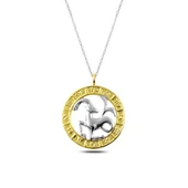 925 Ayar Gümüş Gold Oğlak Burcu Gümüş Kolye - 1