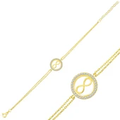 925 Ayar Gümüş Gold Sonsuzluk Bileklik - 1