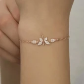​925 Ayar Gümüş Rose Yusufçuk Kadın Bileklik thumbnail 3