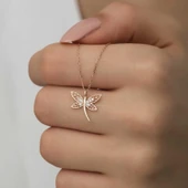 925 Ayar Gümüş Rose Yusufçuk Kadın Gümüş Kolye - 1