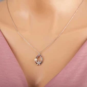 Gümüş Renkli Taşlı Çiçekli Kadın Kolye thumbnail 1