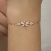 ​925 Ayar Gümüş Rose Yusufçuk Kadın Bileklik thumbnail 4