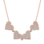 925 Ayar Gümüş Rose Kalpli Açılabilen Yonca Kadın Kolye thumbnail 2