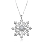 925 Ayar Gümüş İncili Kar Tanesi Kadın Gümüş Kolye - 1