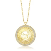 Gümüş Gold Allah Yazılı Kadın Kolye - 3