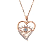 925 Ayar Gümüş Rose Kalp Göz Kadın Kolye thumbnail 3