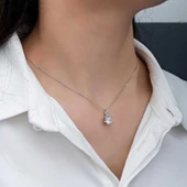 925 Ayar ​Gümüş Çiçek Desenli Kadın Kolye thumbnail 5