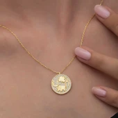 925 Ayar Gümüş Gold Fil Motifli Şans Kadın Kolye - 4