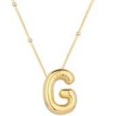 925 Ayar Gümüş Gold Balon G Harfi Kadın Kolye - 1
