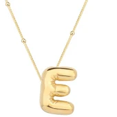 925 Ayar Gümüş Gold Balon E Harfi Kadın Kolye - 1