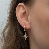 Gümüş Rose Sallantılı Kutup Yıldızı Kadın Küpe - 3