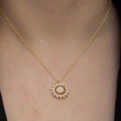 Gümüş Gold Güneş Kadın Kolye - 4