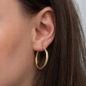 Gümüş Gold 3 mm Burgu Şarnel Küpe - 3