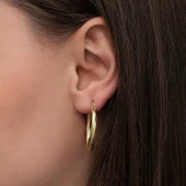 Gümüş Gold 3 mm Burgu Şarnel Küpe - 2
