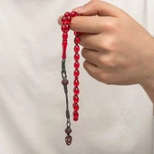 Gümüş Kazaz Püsküllü Sıkma Kehribar Tesbih - 4