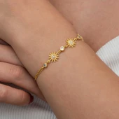 Gümüş Gold Güneş Kadın Bileklik - 4