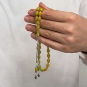 Gümüş Püsküllü Sıkma Kehribar Tesbih - 4