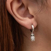 Gümüş Sallantılı Baykuş Kadın Küpe - 5