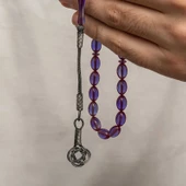 Gümüş Kazaz Püsküllü Sıkma Kehribar Tesbih - 2