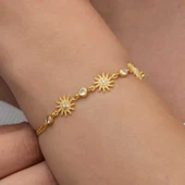 Gümüş Gold Güneş Kadın Bileklik - 3