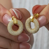 Gümüş Halka Gold Kadın Küpe - 1