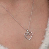 Gümüş Kalpli Ok Kadın Kolye thumbnail 5
