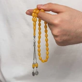 Gümüş Püsküllü Sıkma Kehribar Tesbih - 3