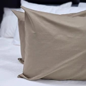 Kahverengi Düz Renk Pamuklu 2'li Yastık Kılıfı 50x70 - 3