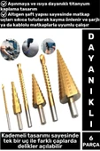 Isıya Aşınmaya Dayanıklı Ahşap Metal Plastik Kablolu Şarjlı Uyumlu 6'lı Kademeli Matkap Ucu Seti - 1