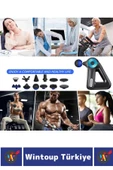 Premium 12 Başlık 6 Hız Ayarlı Kas Gevşetici Spor Gündelik Şarjlı Darbeli Titreşimli Masaj Tabancası - 6