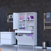 Modilayn AFRA 90x173x32,5cm 1 Çekmece, 3 Göz Sepet, 1 Kapak, 4 Raf Dar Alan Banyo Dolabı thumbnail 2