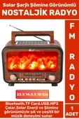 Dekoratif Hediyelik Solar Şarjlı Bluetooth Wireless USB TF Card FM Şömine Görünümlü Nostaljik Radyo - 1