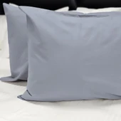 Duman Gri Düz Renk Pamuklu 2'li Yastık Kılıfı 50x70 - 2