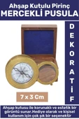Premium Erkek Arkadaş Sevgili Özel Hediyelik Dekoratif Koleksiyon Ahşap Kutu Pirinç MERCEKLİ PUSULA - 1