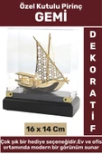 Premium Ev Ofis Dekoratif Koleksiyon Çok Şık Hediyelik Denizci Temalı Özel Kutulu Pirinç GEMİ - 1