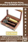 Erkek Arkadaş Hediye Koleksiyon Dekoratif Ahşap Kutulu Pirinç Pusula Dürbün Büyüteç Premium Set thumbnail 1
