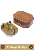 Premium Model Erkek Arkadaş Sevgili Hediyelik Koleksiyon Dekoratif Ahşap Kutulu Pirinç PUSULA thumbnail 2