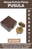 Premium Seri Erkek Arkadaş Sevgili Hediyelik Koleksiyon Dekoratif Ahşap Kutulu Pirinç PUSULA - 1