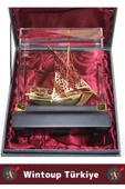 Premium Ev Ofis Dekoratif Koleksiyon Çok Şık Hediyelik Denizci Temalı Özel Kutulu Pirinç GEMİ - 2