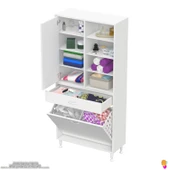 Modilayn AFRA 85x173x32,5cm 1 Çekmece, 2 Göz Sepet, 1 Kapak, 8 Raf Dar Alan Banyo Dolabı thumbnail 5