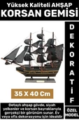 Yüksek Kaliteli Dekoratif Ev Ofis Hediyelik Denizci Koleksiyon Ahşap KORSAN GEMİSİ 35 x 40 Cm - 1