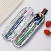 Valkyrie 8 Parça Çantalı Yolculuk Çatal Bıçak Kaşık Pipet Chopstick Seti Kamp Okul Ofis Tatil Paslanmaz Çelik Renkli - 6