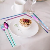Valkyrie 8 Parça Çantalı Yolculuk Çatal Bıçak Kaşık Pipet Chopstick Seti Kamp Okul Ofis Tatil Paslanmaz Çelik Renkli - 4