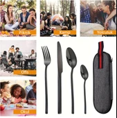 Valkyrie Çantalı Yolculuk Çatal Kaşık Bıçak Seti Kişiye Özel 1. Sınıf Paslanmaz Çelik Ofis Okul Kamp Restaurant C3404 - 7